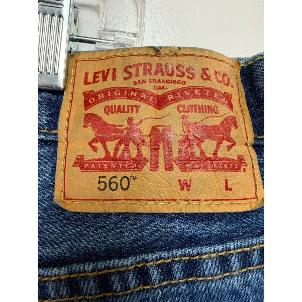 Levis 560 Comfort Fit Denim Blue Jeans Mens 38x36 Tapered Leg (GG28)